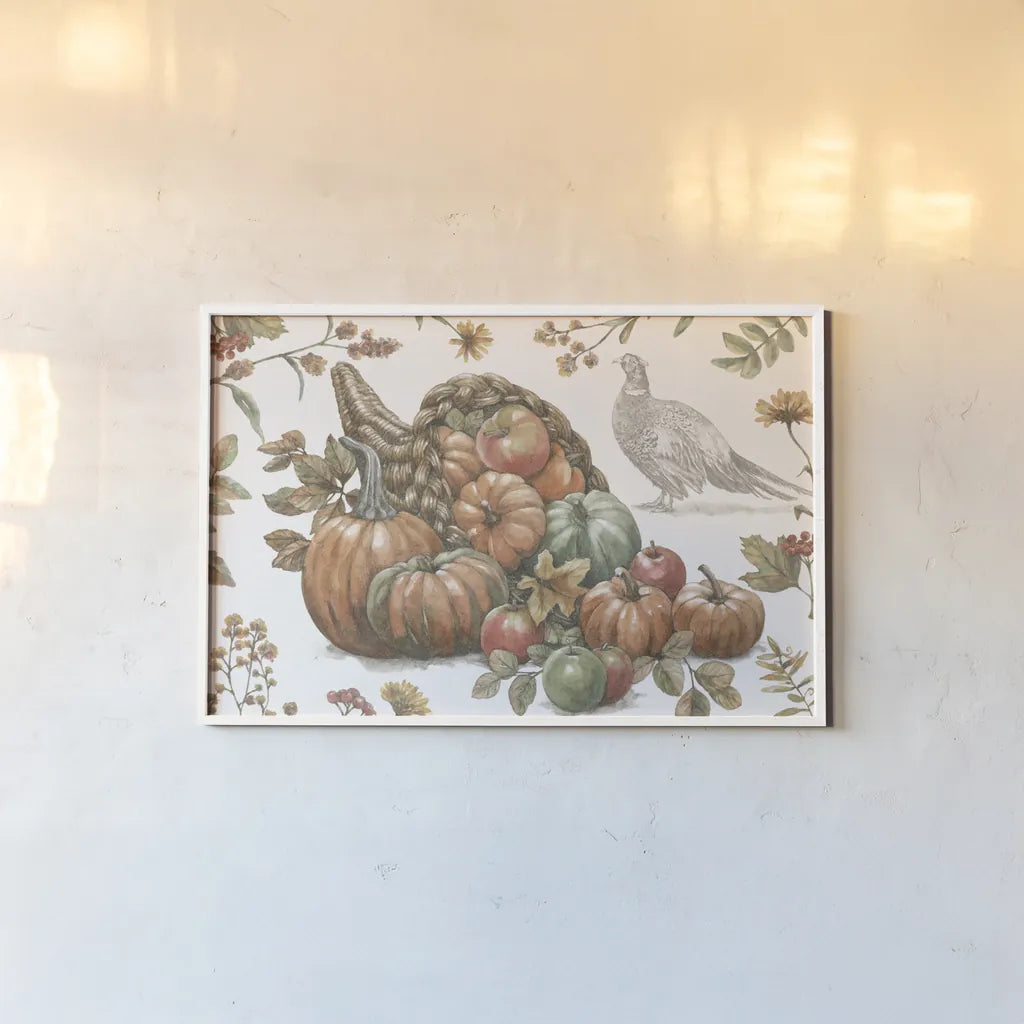 Bountiful Harvest V by Leslie Trimbach. shown as a paper print in a white frame. Available as a archival giclee rolled canvas, fine art paper, or poster print. SKU 91340i.