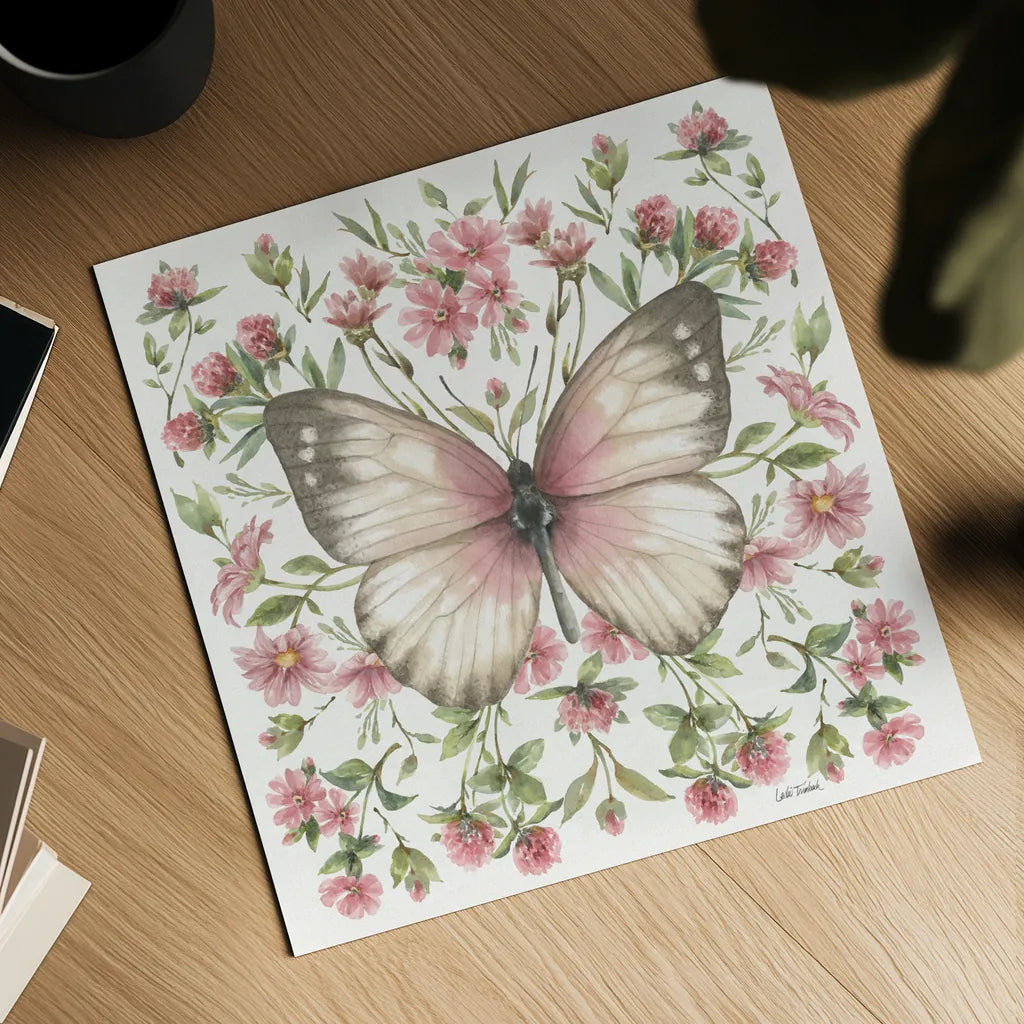 Butterfly Art I by Leslie Trimbach. Shown as a detailed flat fine art print, highlighting archival giclee quality. Available as an archival giclee rolled canvas, fine art paper, or poster print. SKU 101191a.