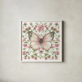 Butterfly Art I by Leslie Trimbach. Shown in a crisp white glass frame for a clean and minimalist style. Available as an archival giclee rolled canvas, fine art paper, or poster print. SKU 101191a.