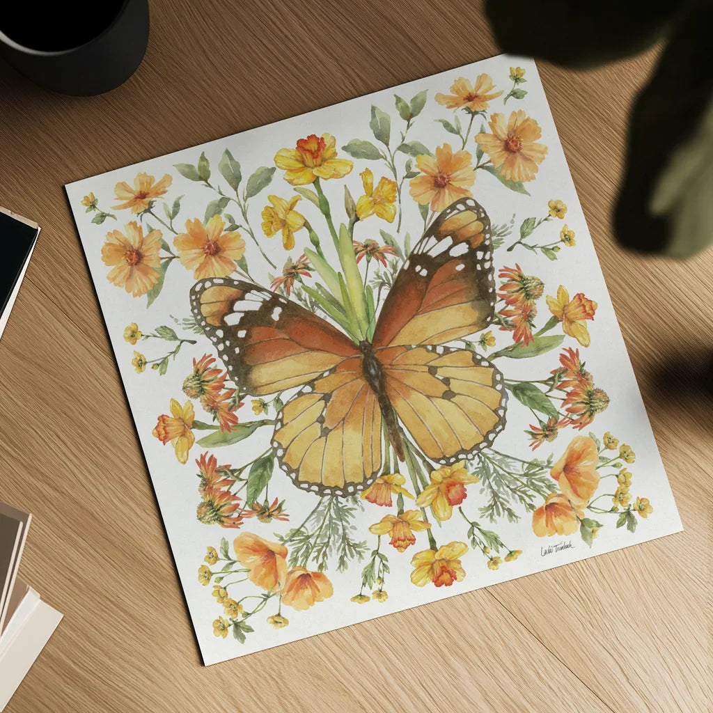 Butterfly Art II by Leslie Trimbach. Shown as a detailed flat fine art print, highlighting archival giclee quality. Available as an archival giclee rolled canvas, fine art paper, or poster print. SKU 101192a.