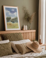 Cape Cod Abstract by Leslie Trimbach. shown as a paper print in a natural frame. Available as a archival giclee rolled canvas, fine art paper, or poster print. SKU 86624h.