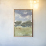 Cape Cod Abstract by Leslie Trimbach. shown as a paper print in a natural frame. Available as a archival giclee rolled canvas, fine art paper, or poster print. SKU 86624h.