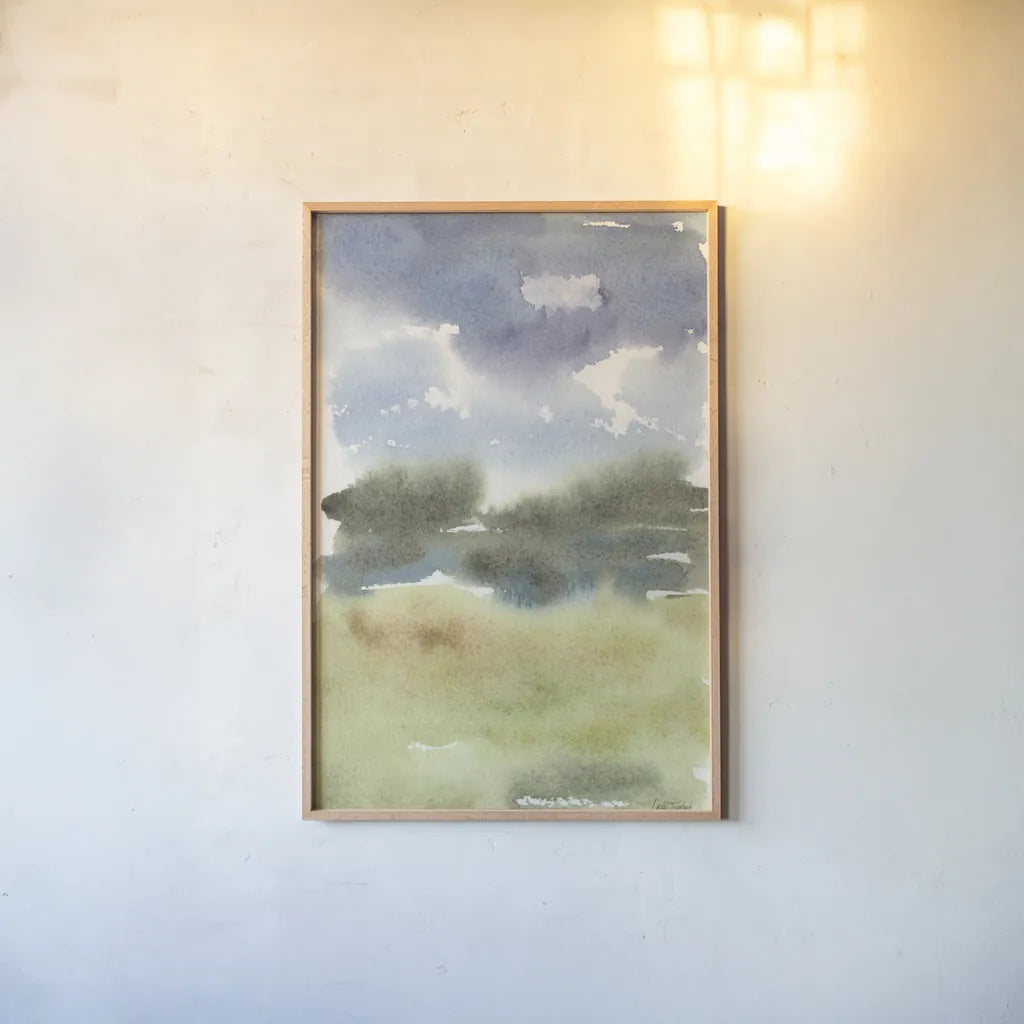 Cape Cod Abstract by Leslie Trimbach. shown as a paper print in a natural frame. Available as a archival giclee rolled canvas, fine art paper, or poster print. SKU 86624h.