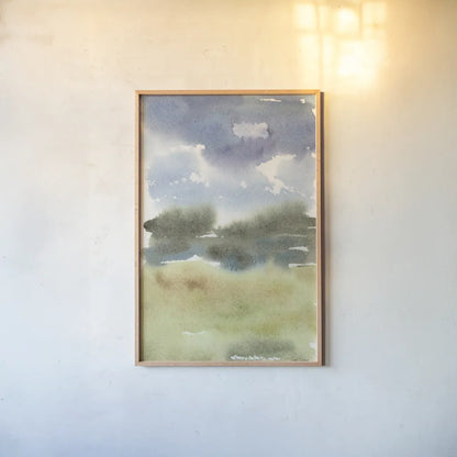 Cape Cod Abstract by Leslie Trimbach. shown as a paper print in a natural frame. Available as a archival giclee rolled canvas, fine art paper, or poster print. SKU 86624h.