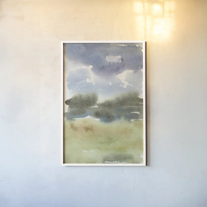 Cape Cod Abstract by Leslie Trimbach. shown as a paper print in a white frame. Available as a archival giclee rolled canvas, fine art paper, or poster print. SKU 86624h.