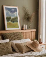 Cape Cod Abstract Honeybloom by Leslie Trimbach. shown as a paper print in a natural frame. Available as a archival giclee rolled canvas, fine art paper, or poster print. SKU 90646h.