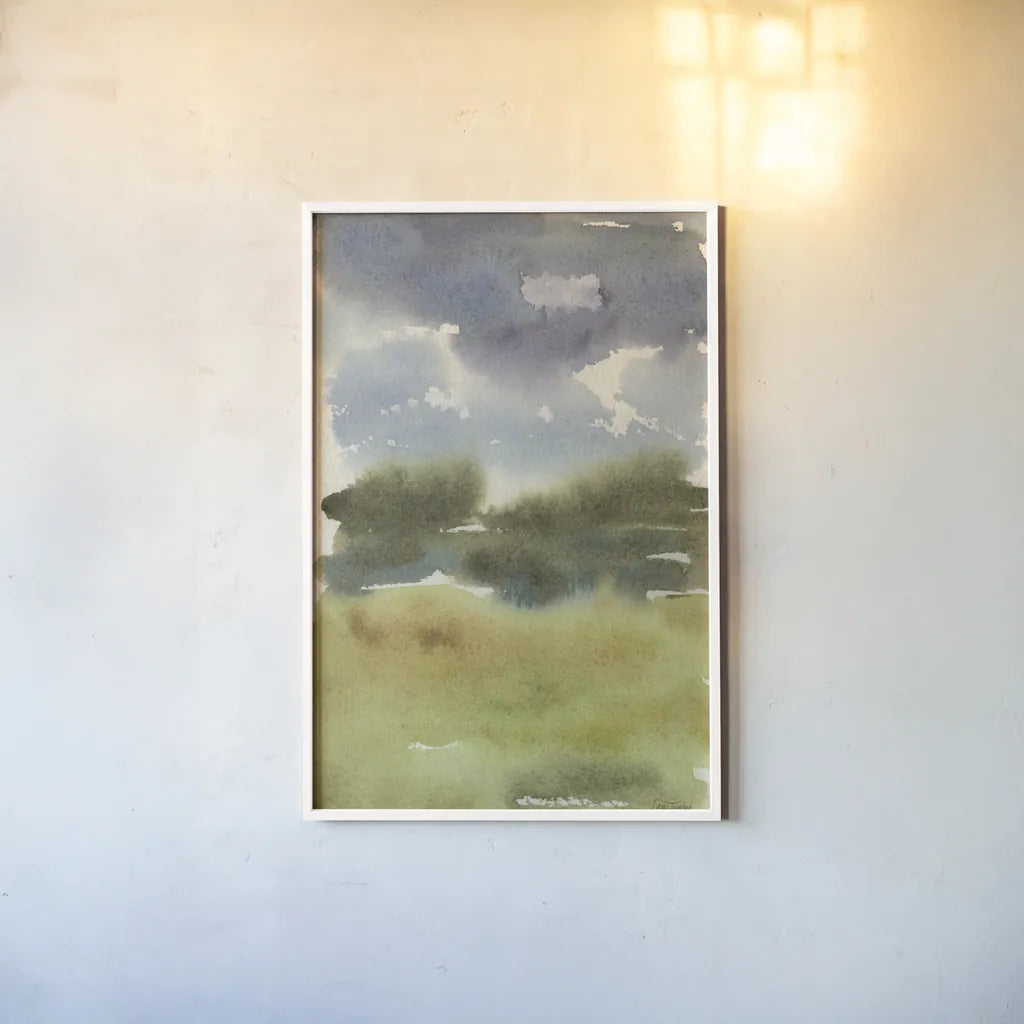 Cape Cod Abstract Honeybloom by Leslie Trimbach. shown as a paper print in a white frame. Available as a archival giclee rolled canvas, fine art paper, or poster print. SKU 90646h.