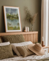 Cape Cod Abstract Honeybloom II by Leslie Trimbach. shown as a paper print in a natural frame. Available as a archival giclee rolled canvas, fine art paper, or poster print. SKU 92697h.