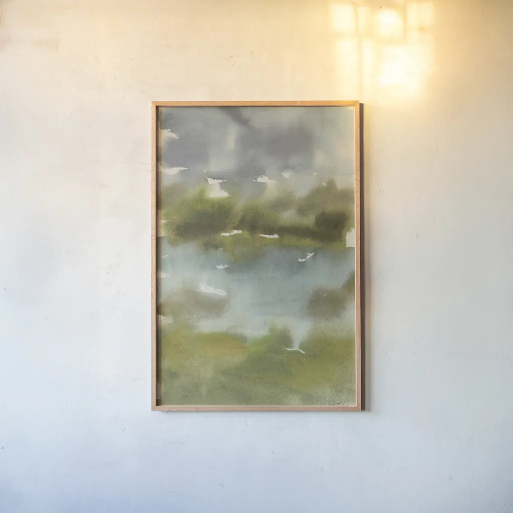 Cape Cod Abstract Honeybloom II by Leslie Trimbach. shown as a paper print in a natural frame. Available as a archival giclee rolled canvas, fine art paper, or poster print. SKU 92697h.