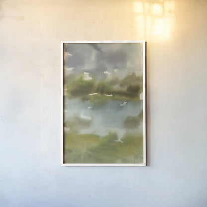 Cape Cod Abstract Honeybloom II by Leslie Trimbach. shown as a paper print in a white frame. Available as a archival giclee rolled canvas, fine art paper, or poster print. SKU 92697h.