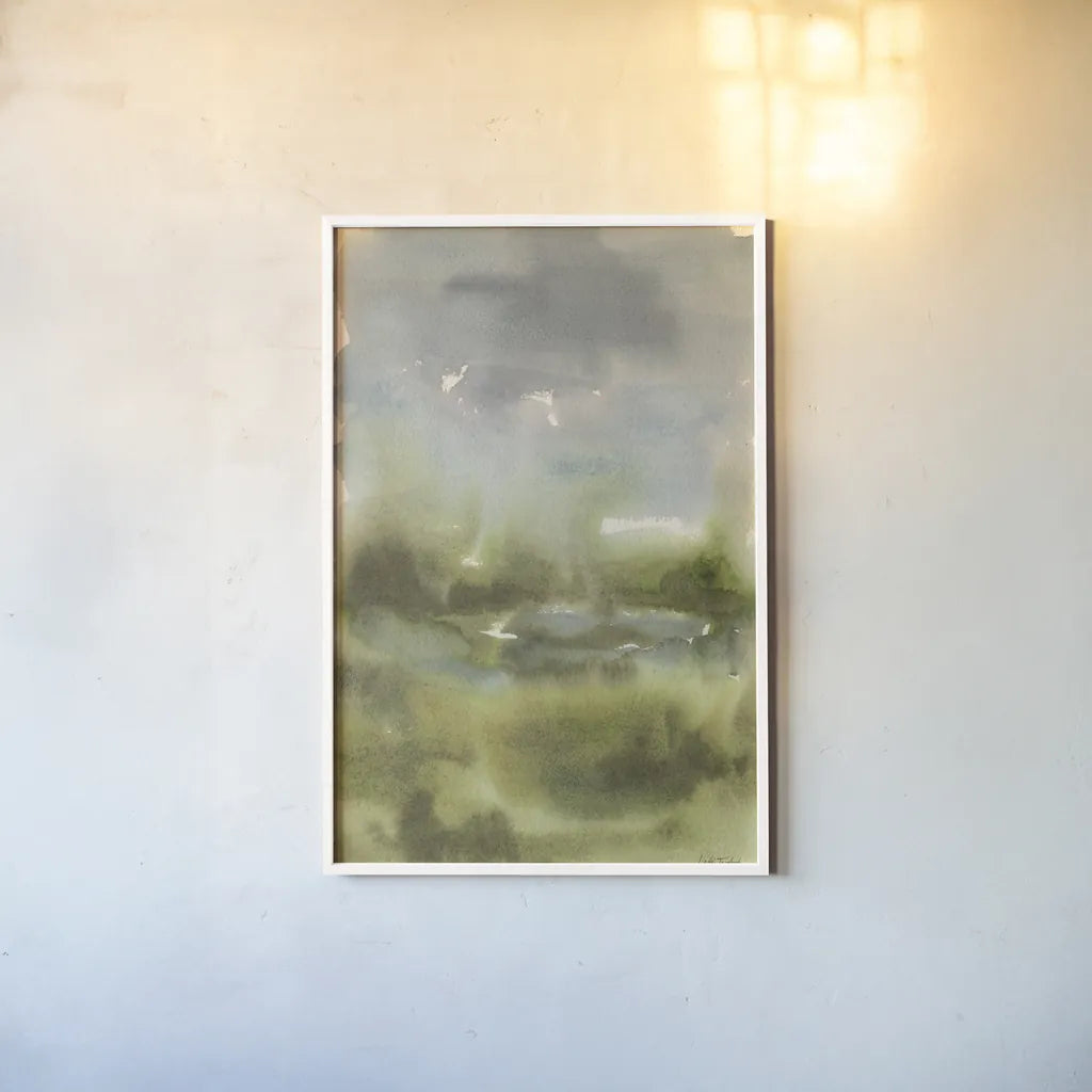 Cape Cod Abstract Honeybloom III by Leslie Trimbach. shown as a paper print in a white frame. Available as a archival giclee rolled canvas, fine art paper, or poster print. SKU 92698h.