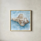 Coastal Calm I by Leslie Trimbach. Shown in a natural wood glass frame for a timeless modern aesthetic. Available as an archival giclee rolled canvas, fine art paper, or poster print. SKU 102012a.