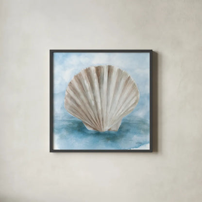 Coastal Calm II by Leslie Trimbach. Shown in a sleek black glass frame for a contemporary gallery look. Available as an archival giclee rolled canvas, fine art paper, or poster print. SKU 102013a.