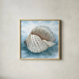 Coastal Calm III by Leslie Trimbach. Shown in a natural wood glass frame for a timeless modern aesthetic. Available as an archival giclee rolled canvas, fine art paper, or poster print. SKU 102014a.