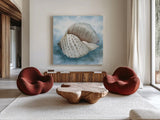 Coastal Calm III by Leslie Trimbach. Shown as extra-large giant wall art in a modern living room. Available as an archival giclee rolled canvas, fine art paper, or poster print. SKU 102014a.
