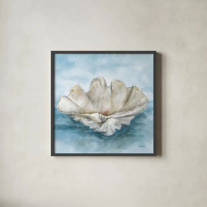 Coastal Calm IV by Leslie Trimbach. Shown in a sleek black glass frame for a contemporary gallery look. Available as an archival giclee rolled canvas, fine art paper, or poster print. SKU 102015a.