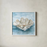 Coastal Calm IV by Leslie Trimbach. Shown in a crisp white glass frame for a clean and minimalist style. Available as an archival giclee rolled canvas, fine art paper, or poster print. SKU 102015a.