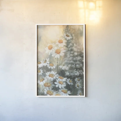 Daisy Dreams by Leslie Trimbach. shown as a paper print in a white frame. Available as a archival giclee rolled canvas, fine art paper, or poster print. SKU 92798h.