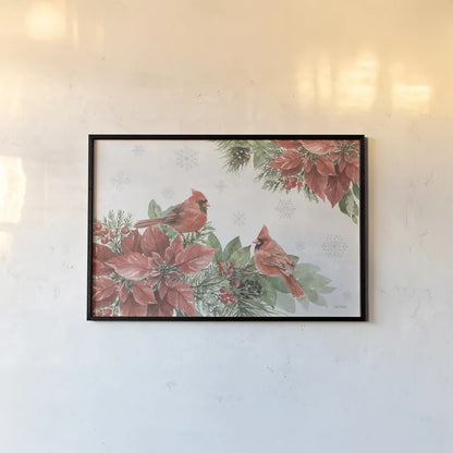 Feathered Festivities I by Leslie Trimbach. shown as a paper print in a black flame. Available as a archival giclee rolled canvas, fine art paper, or poster print. SKU 89074i.