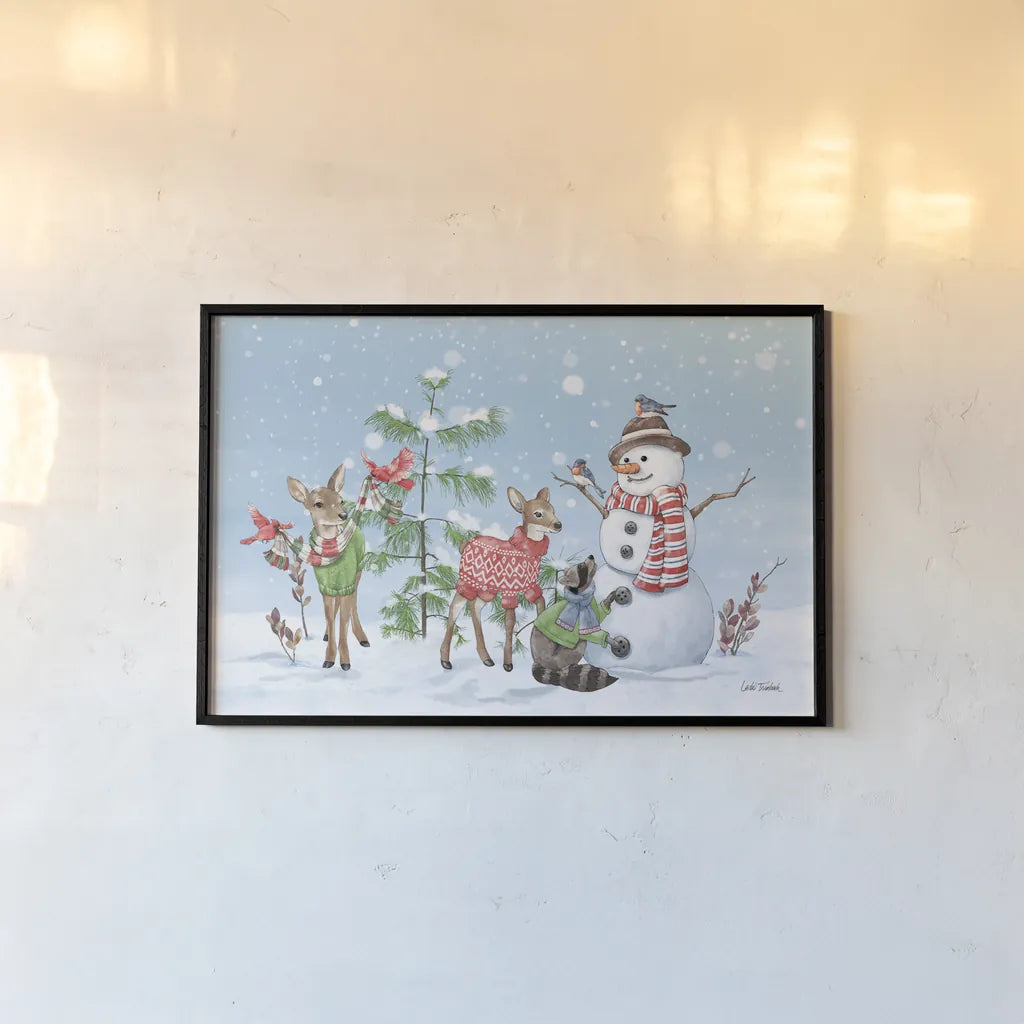 Festive Friends I by Leslie Trimbach. shown as a paper print in a black flame. Available as a archival giclee rolled canvas, fine art paper, or poster print. SKU 86979i.