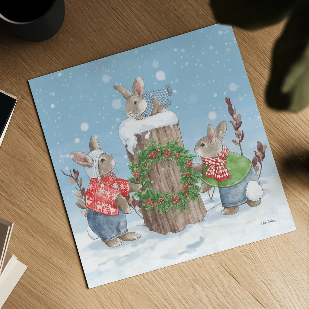 Festive Friends II by Leslie Trimbach. Shown as a detailed flat fine art print, highlighting archival giclee quality. Available as an archival giclee rolled canvas, fine art paper, or poster print. SKU 86980a.