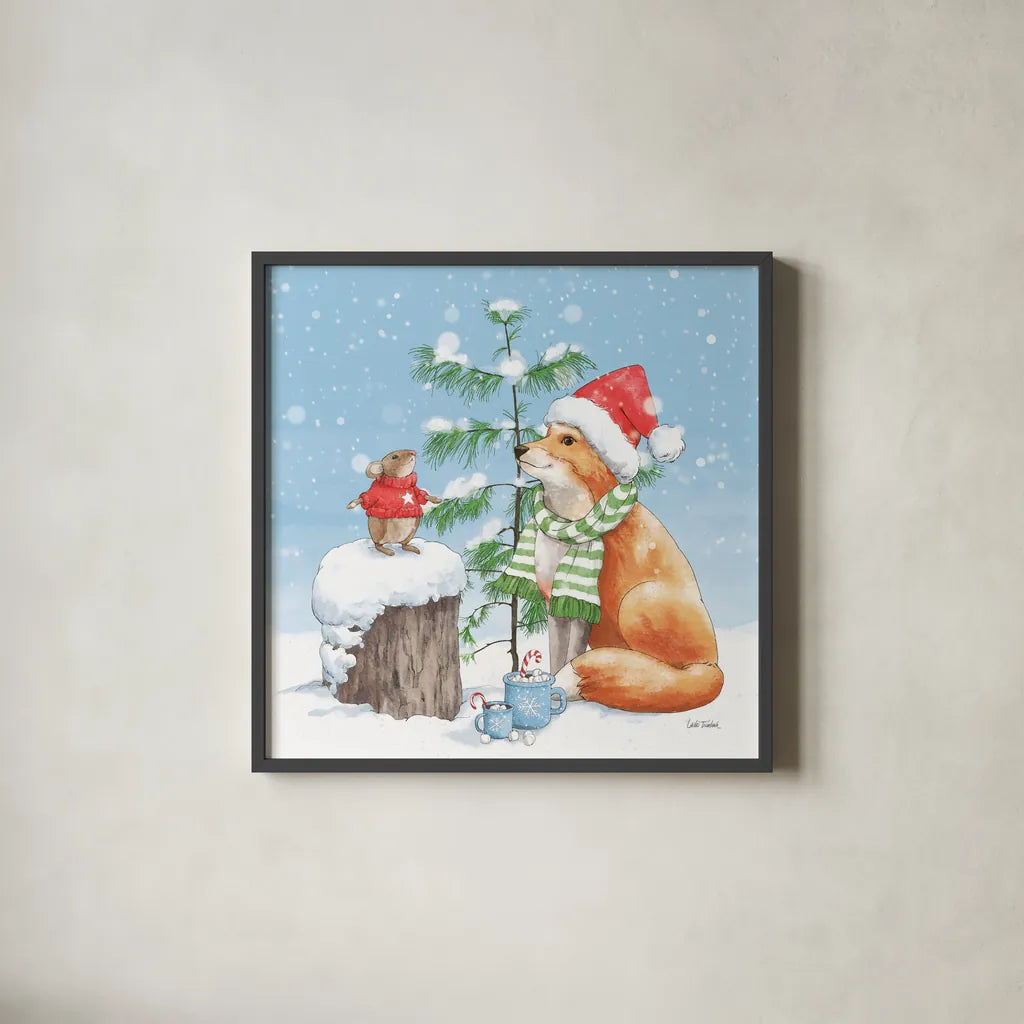 Festive Friends IV by Leslie Trimbach. Shown in a sleek black glass frame for a contemporary gallery look. Available as an archival giclee rolled canvas, fine art paper, or poster print. SKU 86982a.