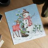 Festive Friends V by Leslie Trimbach. Shown as a detailed flat fine art print, highlighting archival giclee quality. Available as an archival giclee rolled canvas, fine art paper, or poster print. SKU 86983a.
