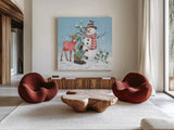Festive Friends V by Leslie Trimbach. Shown as extra-large giant wall art in a modern living room. Available as an archival giclee rolled canvas, fine art paper, or poster print. SKU 86983a.