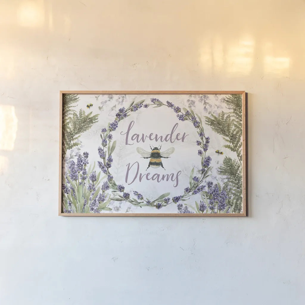 Fresh Lavender I by Leslie Trimbach. shown as a paper print in a natural frame. Available as a archival giclee rolled canvas, fine art paper, or poster print. SKU 94987i.