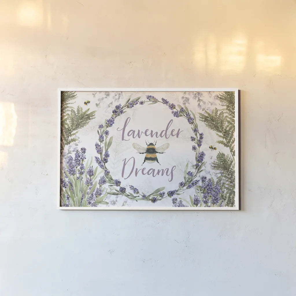 Fresh Lavender I by Leslie Trimbach. shown as a paper print in a white frame. Available as a archival giclee rolled canvas, fine art paper, or poster print. SKU 94987i.