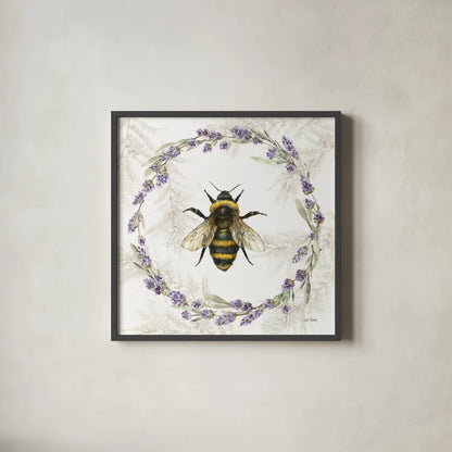 Fresh Lavender V by Leslie Trimbach. Shown in a sleek black glass frame for a contemporary gallery look. Available as an archival giclee rolled canvas, fine art paper, or poster print. SKU 94991a.