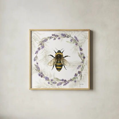 Fresh Lavender V by Leslie Trimbach. Shown in a natural wood glass frame for a timeless modern aesthetic. Available as an archival giclee rolled canvas, fine art paper, or poster print. SKU 94991a.