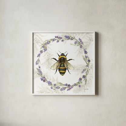 Fresh Lavender V by Leslie Trimbach. Shown in a crisp white glass frame for a clean and minimalist style. Available as an archival giclee rolled canvas, fine art paper, or poster print. SKU 94991a.