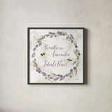 Fresh Lavender VI by Leslie Trimbach. Shown in a sleek black glass frame for a contemporary gallery look. Available as an archival giclee rolled canvas, fine art paper, or poster print. SKU 94992a.