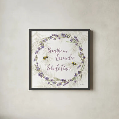 Fresh Lavender VI by Leslie Trimbach. Shown in a sleek black glass frame for a contemporary gallery look. Available as an archival giclee rolled canvas, fine art paper, or poster print. SKU 94992a.