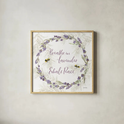 Fresh Lavender VI by Leslie Trimbach. Shown in a natural wood glass frame for a timeless modern aesthetic. Available as an archival giclee rolled canvas, fine art paper, or poster print. SKU 94992a.