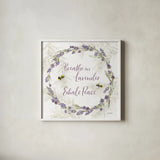 Fresh Lavender VI by Leslie Trimbach. Shown in a crisp white glass frame for a clean and minimalist style. Available as an archival giclee rolled canvas, fine art paper, or poster print. SKU 94992a.
