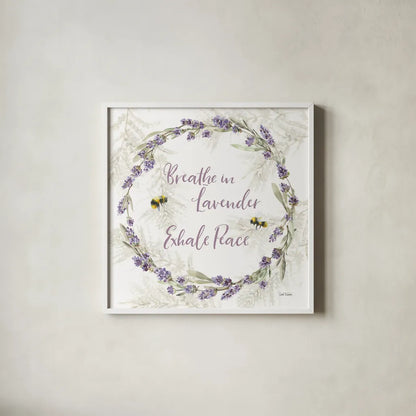 Fresh Lavender VI by Leslie Trimbach. Shown in a crisp white glass frame for a clean and minimalist style. Available as an archival giclee rolled canvas, fine art paper, or poster print. SKU 94992a.