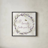 Fresh Lavender VII by Leslie Trimbach. Shown in a sleek black glass frame for a contemporary gallery look. Available as an archival giclee rolled canvas, fine art paper, or poster print. SKU 94993a.