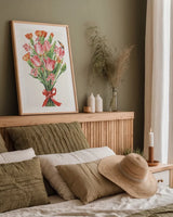 Fresh Petals I by Leslie Trimbach. shown as a paper print in a natural frame. Available as a archival giclee rolled canvas, fine art paper, or poster print. SKU 102803h.