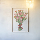 Fresh Petals I by Leslie Trimbach. shown as a paper print in a white frame. Available as a archival giclee rolled canvas, fine art paper, or poster print. SKU 102803h.