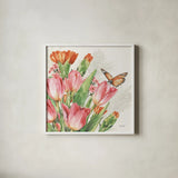 Fresh Petals V by Leslie Trimbach. Shown in a crisp white glass frame for a clean and minimalist style. Available as an archival giclee rolled canvas, fine art paper, or poster print. SKU 102807a.
