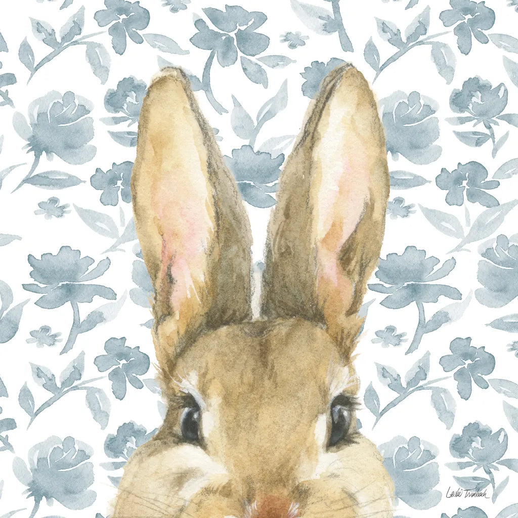 Garden Bunnies VI by Leslie Trimbach. SKU 83606a. Archival Giclee Fine art print for wall decor.