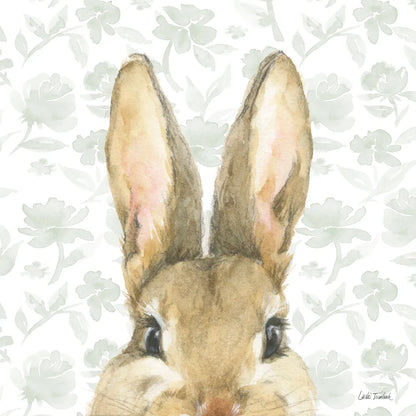 Garden Bunnies VI Sage by Leslie Trimbach. SKU 84098a. Archival Giclee Fine art print for wall decor.