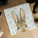 Garden Bunnies VI Sage by Leslie Trimbach. Shown as a detailed flat fine art print, highlighting archival giclee quality. Available as an archival giclee rolled canvas, fine art paper, or poster print. SKU 84098a.