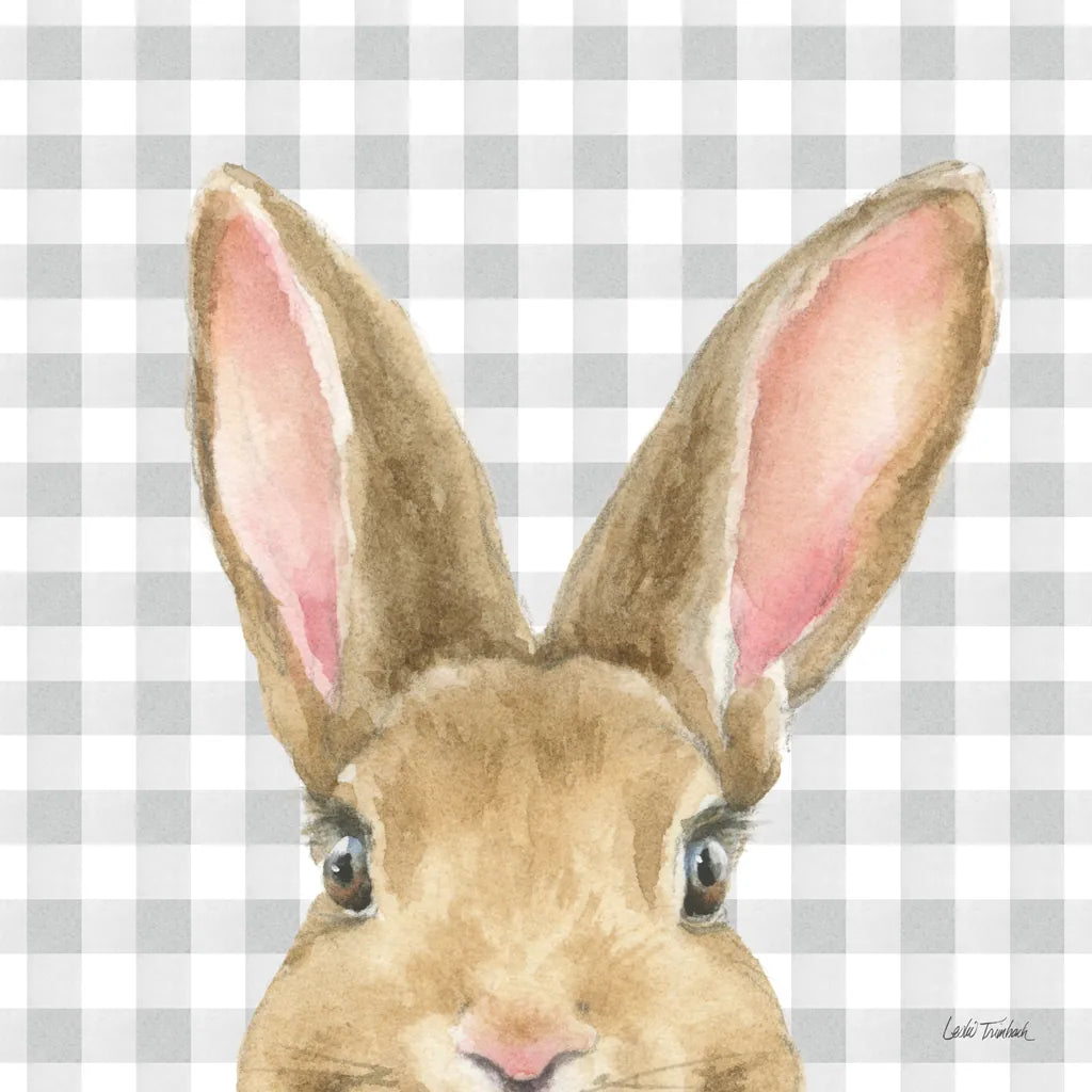 Garden Bunnies VII by Leslie Trimbach. SKU 83607a. Archival Giclee Fine art print for wall decor.