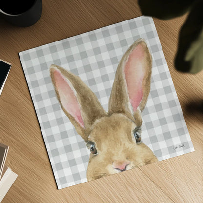 Garden Bunnies VII by Leslie Trimbach. Shown as a detailed flat fine art print, highlighting archival giclee quality. Available as an archival giclee rolled canvas, fine art paper, or poster print. SKU 83607a.