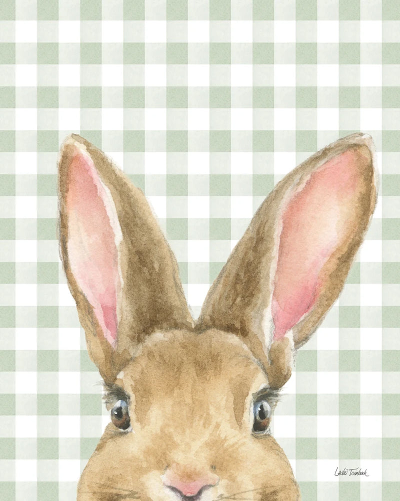 Garden Bunnies VII Green by Leslie Trimbach