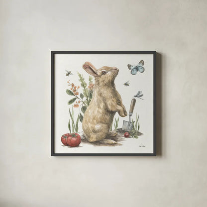 Garden Patch I by Leslie Trimbach. Shown in a sleek black glass frame for a contemporary gallery look. Available as an archival giclee rolled canvas, fine art paper, or poster print. SKU 90660a.