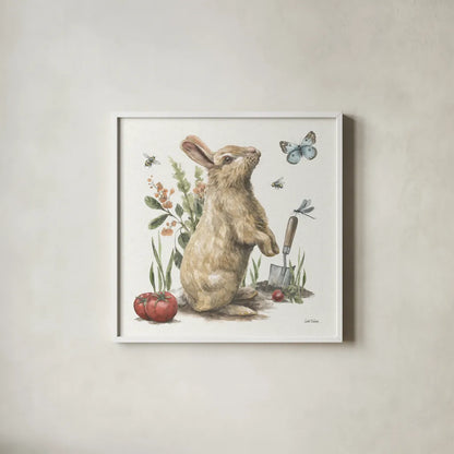 Garden Patch I by Leslie Trimbach. Shown in a crisp white glass frame for a clean and minimalist style. Available as an archival giclee rolled canvas, fine art paper, or poster print. SKU 90660a.